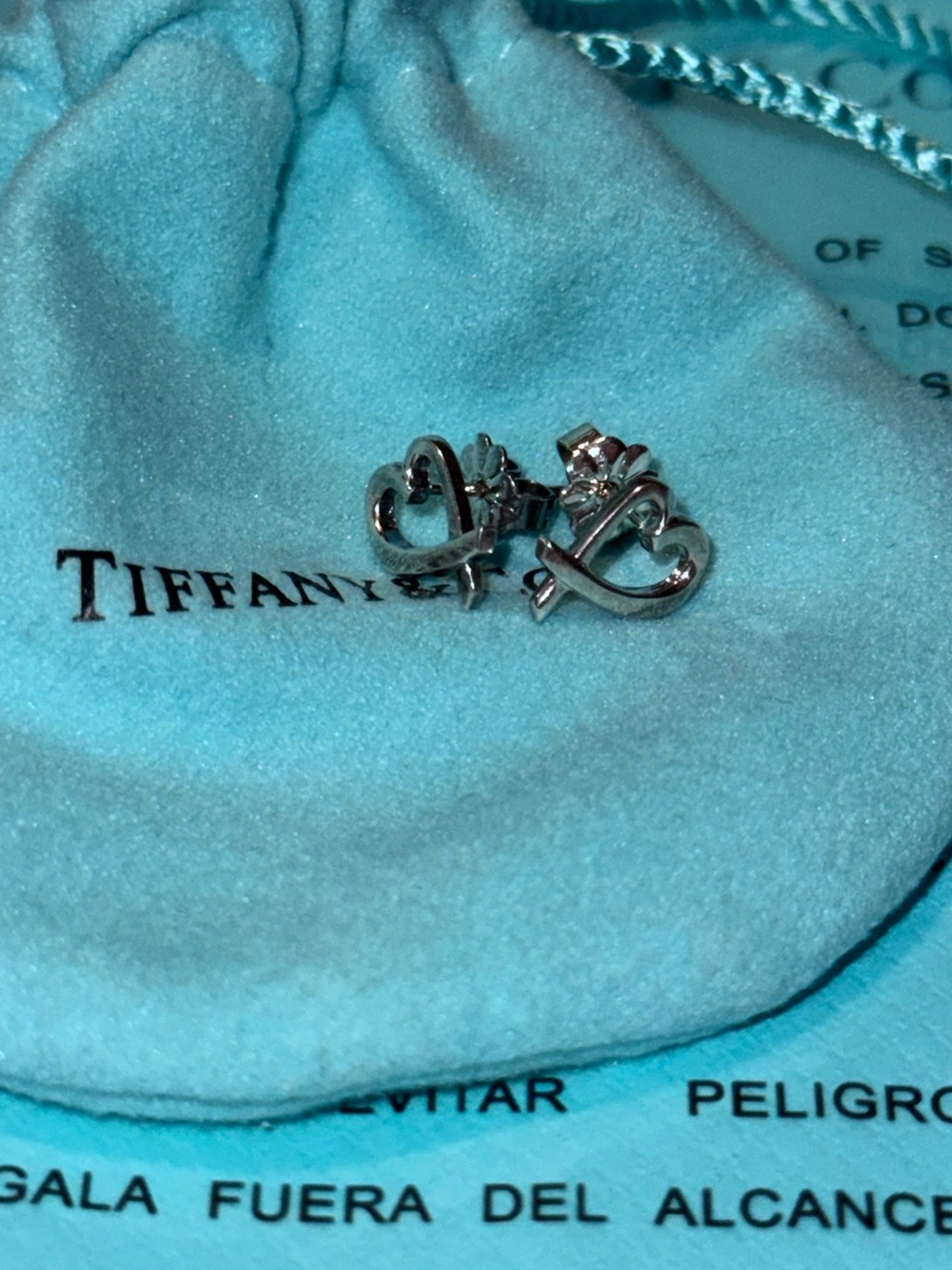 Auth Tiffany & Co. Paloma Picasso Loving Heart Sterling 925 Silver Earrings